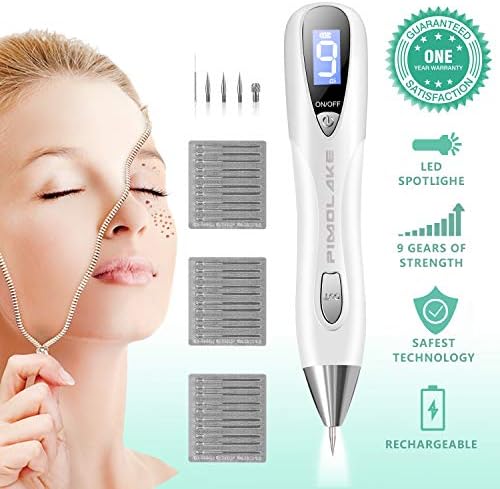 Skin Tag Remover, pimolake Skin Tag Remover Adjustable 9-Levels Home Use, LED Spotlight USB Rechargeable Spot Eraser Pro Pen for Wart Nevus Tatoo Freckles