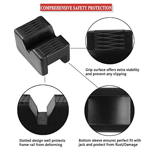 4PCS Car Jack Stand Pads – 3 Ton Rubber Adapter For Frame Rails, Protects Pinch Welds & Chassis