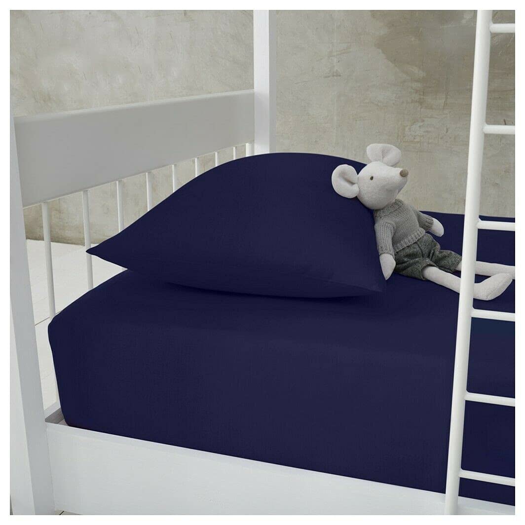 Percale 100% Cotton 200 Thread Count Bunk Bed Fitted Sheet 2ft 6" (76cmx190cm) Caravan Campervan - Small Single Bed (Navy)