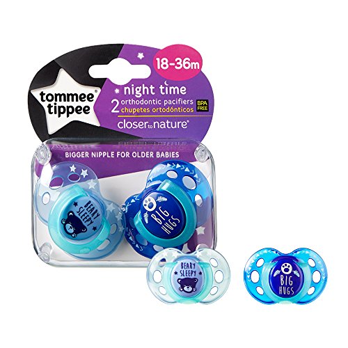 Tommee Tippee Closer To Nature Night Pacifier, 18-36 Months, 2 Count (Colors will vary)