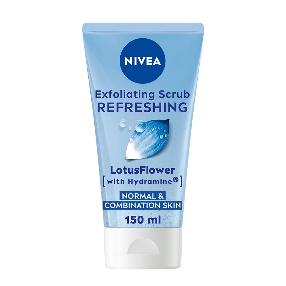 NIVEA Refreshing Exfoliating Scrub (150ml), Face Scrub with Lotus Flower and Hydramine Thoroughly Exfoliates and Removes Dead Skin Cells, Refreshing Facial Cleanser