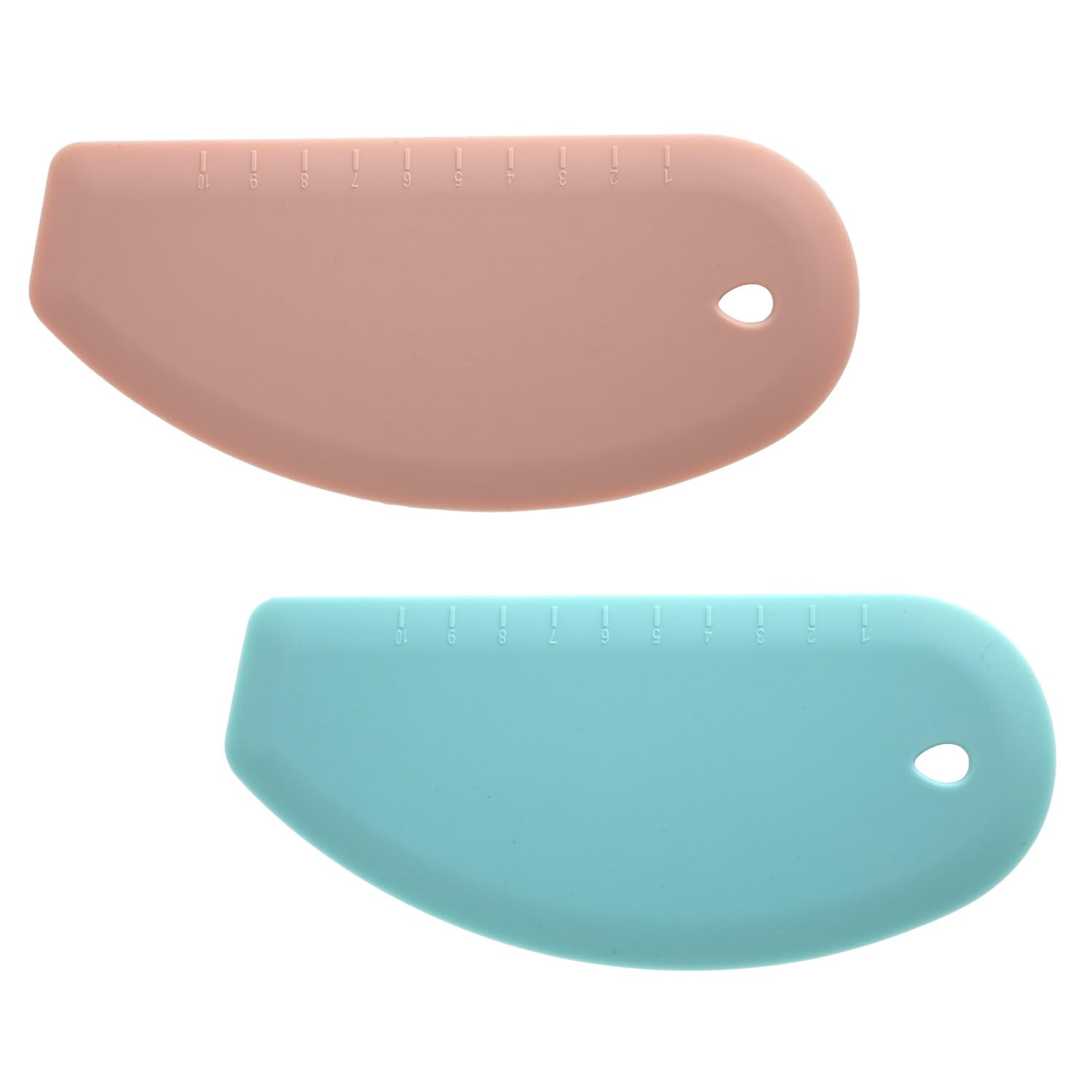 PEUTIER 2pcs Silicone Dough Scraper, Flexible Curved Edge Bench Scraper & Stainless Steel Sheet Pastry Cutter Bread Bowl Pan Tool Baking Sourdough Proofing Cake Basket(Pink, Green)