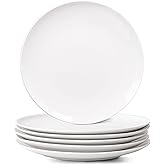 YALONG White Dinner Plates Set of 6, 10 Inch Ceramic Plates – White Porcelain Dinner Plates for Kitchen, Serving & Everyday Use, Microwave & Dishwasher Safe