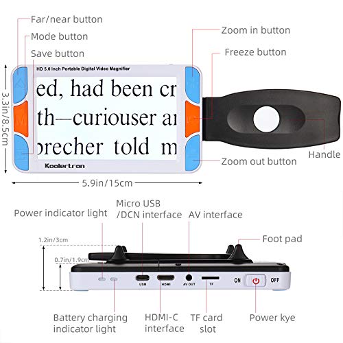 Koolertron 5.0 inch Handheld Portable Video Digital Magnifier Mobile