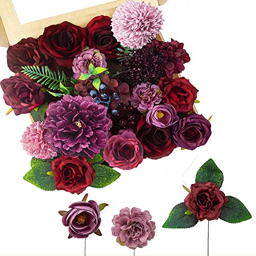 Artificial Flowers Rose Flowers Combo Set Multi Use Fake Flowers Combo for DIY Centerpieces Arrangements Wedding Bridal Bouquet Table Chair Decor Candle Holder Cake Decor Flower Strips Home Decor