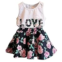 BomDeals Adorable Cute Toddler Baby Girl Clothing 2pcs Top&Pants Outfits (3-4 Years, Floral)
