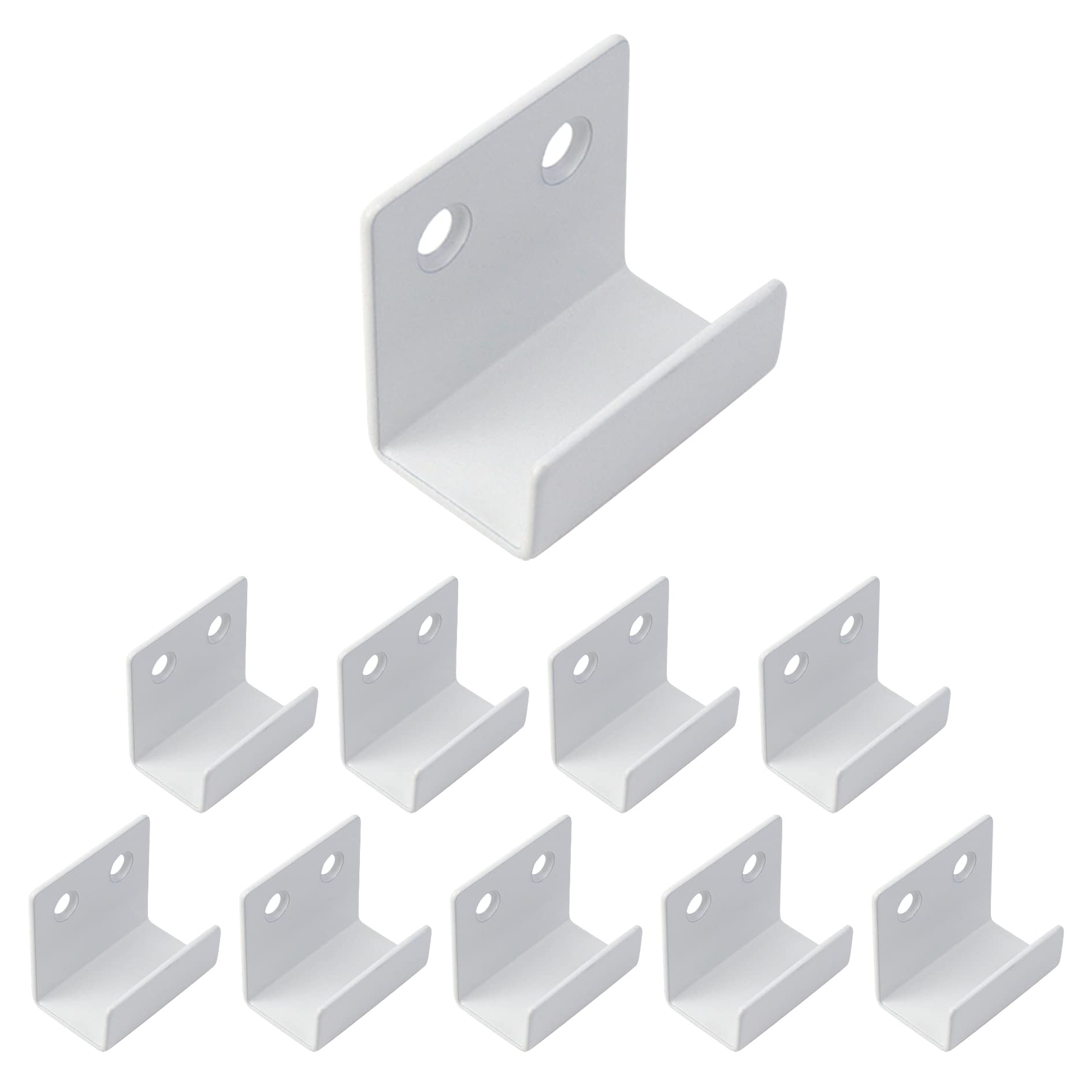 Coshar 10 Pcs Stainless Steel Hanger Bracket for Ceramic Tile Billboard Wall Tile Display, Heavy Duty Flat J Clamp Hook Hanger, Wall Mounted Clip Bracket Hook Fastener - White (Inner Length 21mm)