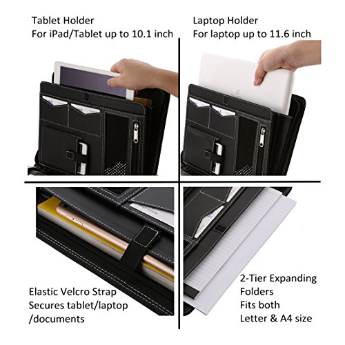 MemOffice Zippered Leather Padfolio Portfolio Â· iPad & Tablet & Laptop Folder Â· Phone Slot Â· Doc. Organizer Â· Name Card Pocket Â· Pen Holder Â· Ideal for Office, Business, Conference, Interview, Resume