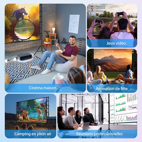 VOOPVOR 180" Portable HD Projector Screen with Tripod 16:9 4K HD Projection Screen for Indoor/Outdoor with Carry Bag and Height Adjustable Stand for Home Theater and Motorhome