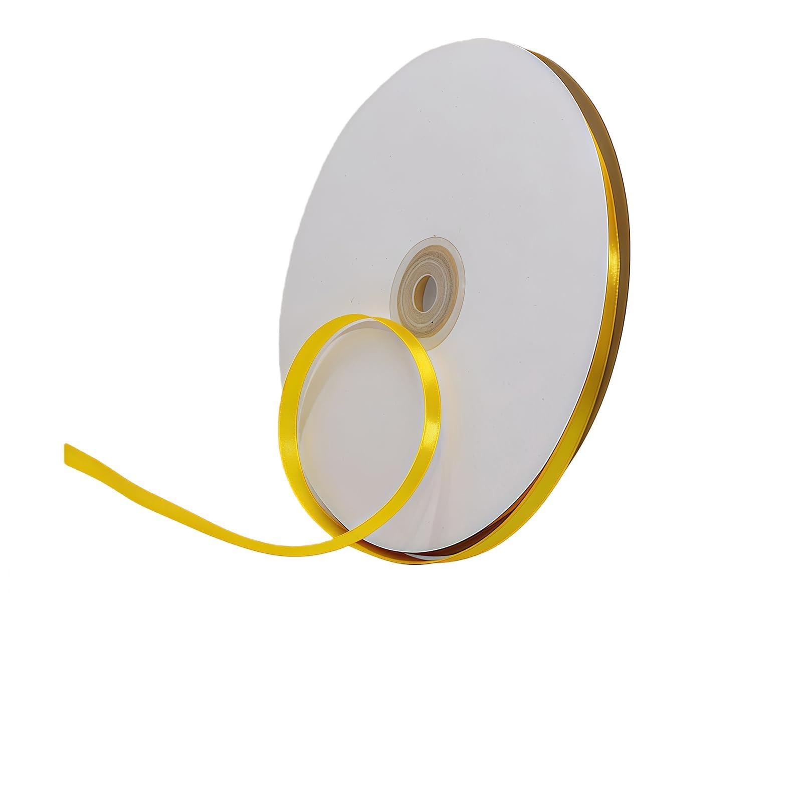 Goldenyellow Ribbon 6mm for Gift Wrapping 91M,Goldenyellow Satin Ribbon 6mm Thick for Crafting Cake,Hair Bow,Polyester Ribbon Christmas Decoration,Wedding Car Decor