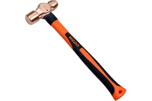 WEDO Copper Ball Peen Hammer 8 oz(1/2lb), Ball Pein Hammer with Fiberglass Handle, Length 300mm(12"), Die-Forged, Corrosion Resistant, DIN Standard