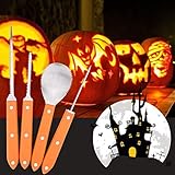 4 Piece Pumpkin Carving Tools Kit, Stainless Steel Professional Quality, Free E-Book with 15 Carving Patterns/Stencils for Halloween Jack-O-Lanterns, Thanksgiving
