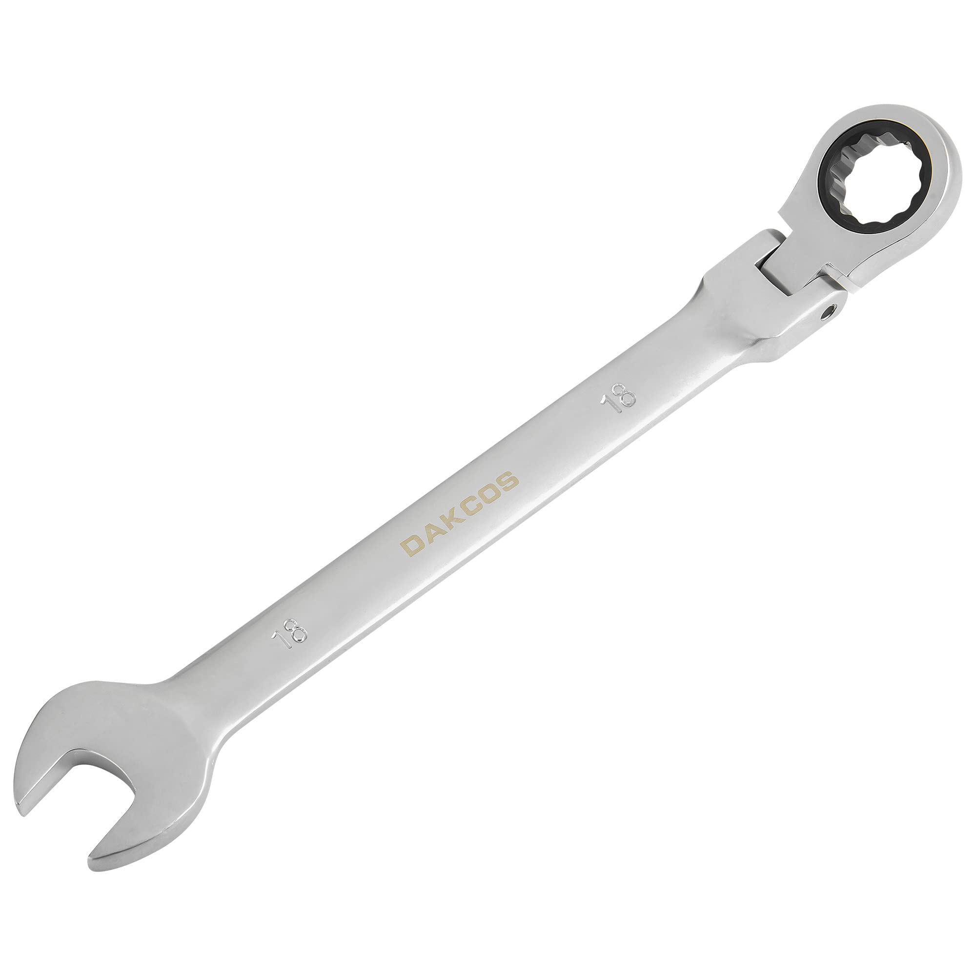 DAKCOS 18mm Flexible Head Spanner Dual Heads Ratchet Combination Wrench Spanner Chrome Vanadium Steel — image 1