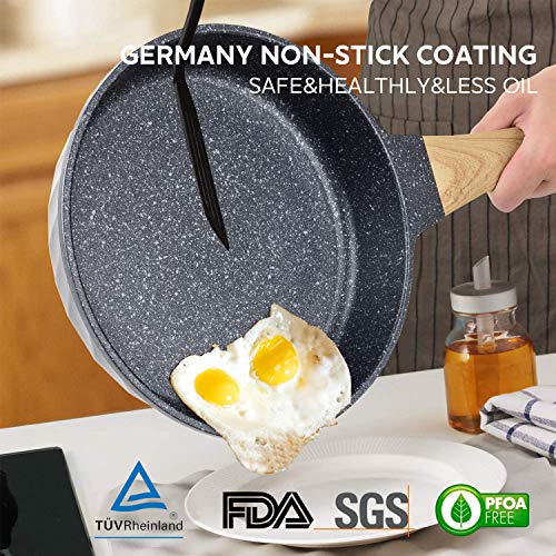YIIFEEO Nonstick Frying Pan, Granite Stone Skillet Pan, Nonstick Omelette Pan with Soft Touch