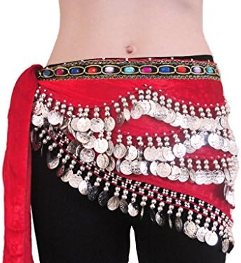 Plus size Red velvet Belly Dance Hip Scarf