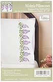 Tobin Stamped Pillowcase Pair Embroidery Kit, 20-Inch by 30-Inch, Wisteria