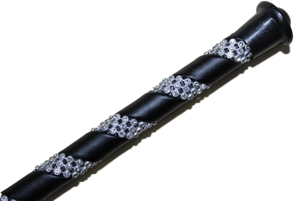 Jump Bat 18 Inch Riding Crop Horse and Rhinestone Decorated Handle (Black): Sports & Outdoors