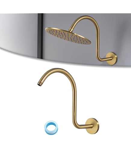 Wall Mounted Shower Arm Extension & Head Holder - Stainless Steel Elbow Pipe In Champagne Bronze