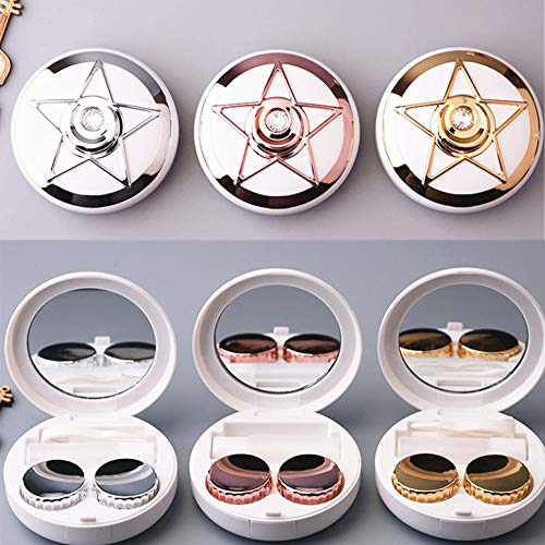 ZHU YU CHUN Cute Contact Lens Case Travel Portable Contact Lens Box Container Holder with Mirror (Pack of 3)