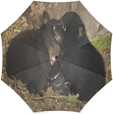 Custom Cute Black Bear Baby Compact Travel Windproof Rainproof Foldable Umbrella