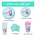 Mermaid Unicorn Party Supplies, Serve 16 Party Plates,Cups,Napkins and Cutlery for kids Girls Birthday Sleepover party Baby Shower