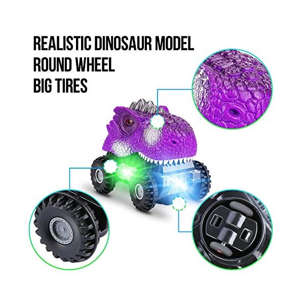 Vimzone-Dinosaur-Car-Toys-Electric-Dinosaur-Vehicles-Toys-with-LED-Light-Realistic-Sound-Big-Tire-Wheel-Dino-Cars-Gift-Presents-for-3-8-Year-Old-Boys-Girls-Toddlers-BluePurple-2-Pack Vimzone Dinosaur Car Toys, Electric Dinosaur Vehicles Toys with LED Light & Realistic Sound & Big Tire Wheel, Dino Cars Gift Presents for 3-8 Year Old Boys Girls Toddlers (Blue&Purple, 2 Pack)