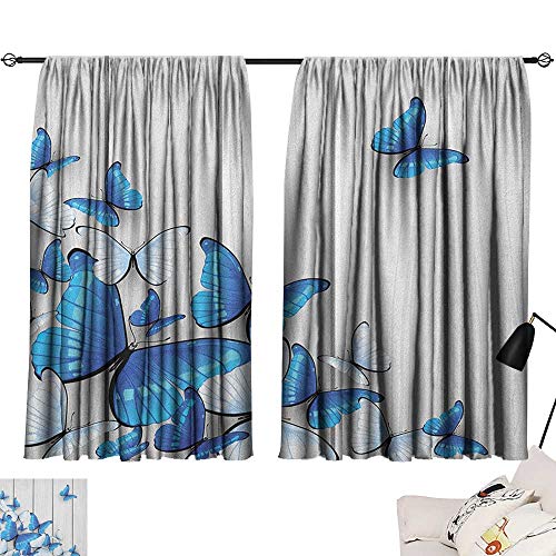 Josepsh Butterflies Insulating Darkening Curtains Blue And White