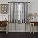 VHC Brands Farmhouse Window Annie Buffalo Check White Lined Short Curtain Panel Pair, Grey
