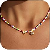 Turandoss Softball/Soccer/Volleyball/Basketball Necklace for Girls Women - Colorful Beaded Dainty Heart Pendant Necklaces for Women Her Kids Personalized Jewelry Gifts