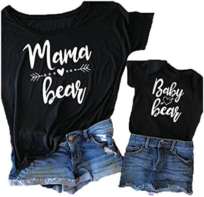 Mother and Me Short Sleeves Letters T-Shirt Mommy and Daughter Matching Shirts