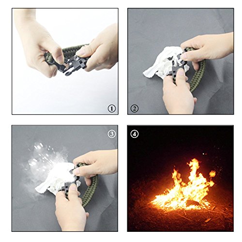 OSOPOLA Survival Paracord Bracelet Life Saving Tools Pope Waterproof Luminous Watch Whistle Emergency Knife Fire Starter Scraper Compass Thermograph Camping Hiking Diving - Thumbnail 4