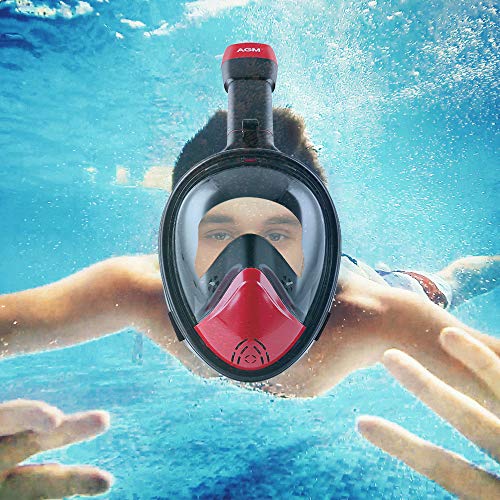 EVOLAND Snorkel Mask Full Face for Kids Youth, Diving Snorkeling Mask Anti-Fog Set with Fins, 180° View, GoPro Mount, Easy Breath Dry Top Design, Adjustable Head Straps