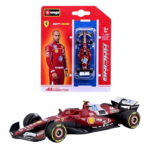 Bburago - F1 Ferrari SF-25#44 Lewis Hamilton 2025, 1:64 Scale diecast car, Detailed Formula 1 single-seater replica, Official Ferrari License, Collection blister, Recommended Age 14+ years