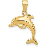 JewelryWeb 14k Yellow Gold Solid Polished Jumping Dolphin Pendant Necklace 24x16mm Wide Pendant for Women
