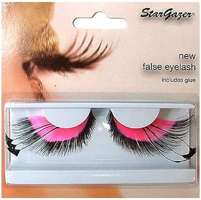 Stargazer #53 Pink Black Feather Reusable False Eyelashes Halloween Glamour