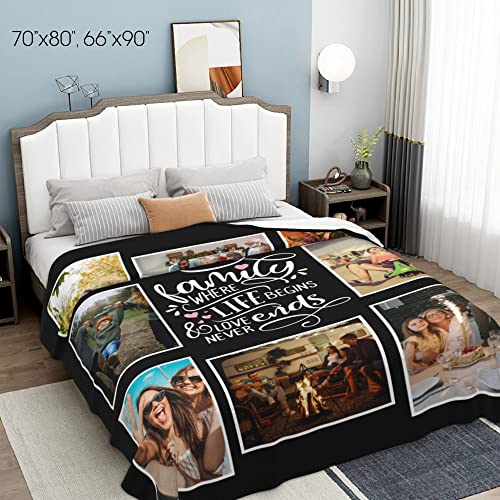 Custom Family Photo Blanket Personalized Family Blankets with Pictures Upload Customized Throw Blanket Customizable Gifts for Parents Adults 50