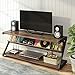 LITTLE TREE TV Stand, Entertainment Center with Shelves for 60 Inches TVs, Large 3-Tier Media Stand with Metal Frame, Industrial Rustic TV Console Table for Living Room