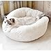 TINTON LIFE Luxury Plush Pet Bed with Pillow for Cats Small Dogs Round Donut Cuddler Oval Cozy Self-Warming Cat Bed for Improved Sleep, White Mthumb 3