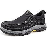 YONGJIA Mens Hands Free Slip in Loafers Walking Slip on Leather Casual Comfortable Breathable Shoes