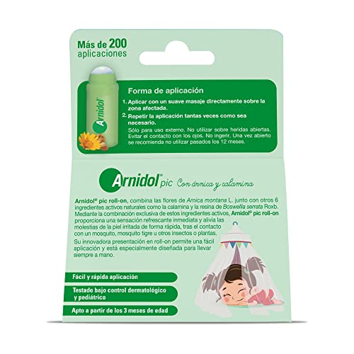 Arnidol - Pic Roll On, Soothes, Refreshes and Soothes the Skin after Contact with Insects, with Arnica, Boswelia and Calamine, Suitable from 3 Months of Age - 30 ml