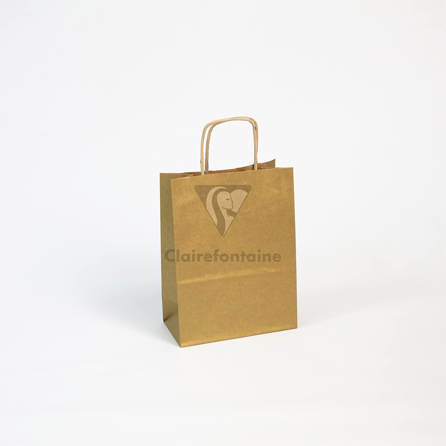 Clairefontaine 395605C - A Pack Of 25 Kraft Gift Bags - 16x8x21cm - 100g - Colour: Gold - Twisted Handles - Ideal For: Gift Wrapping, Food Industry, Basic Bag