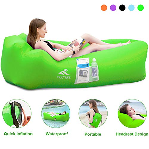 FRETREE Inflatable Lounger Air Sofa Hammock - Portable Anti-Air Leaking & Waterproof Pouch Couch and Beach Chair Camping Accessories for Parties, Travel, Camping, Picnics, Pool,Green - Thumbnail 7