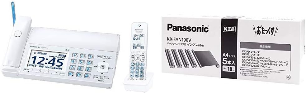 Amazon セット買い パナソニック おたっくす デジタルコードレスfax 子機1台付き 迷惑電話対策機能搭載 ホワイト Kx Pd725dl W 普通紙ファクス用インクフィルム Kx Fan190v パナソニック Panasonic Fax本体