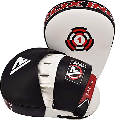 RDX Boxing Hook & Jab Pads MMA Target Focus Punching Mitts Thai Strike Kick Shield, White