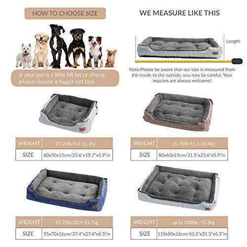 Petsure Extra Large Dog Bed XXXL Size Navy Washable Dog Beds for Small Medium Large Dogs & Cats Pet Bedding - Grooved Anti-Slip Bottom with Hook&Loop, Super Soft & Durable Pet Supplies