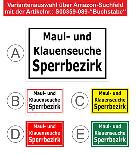 Melis-Folienwerkstatt Schild Maul- und Klauen-seuche - 30x20cm - 3mm Hartschaum â 20 VAR S00359-089-C – Bild 3