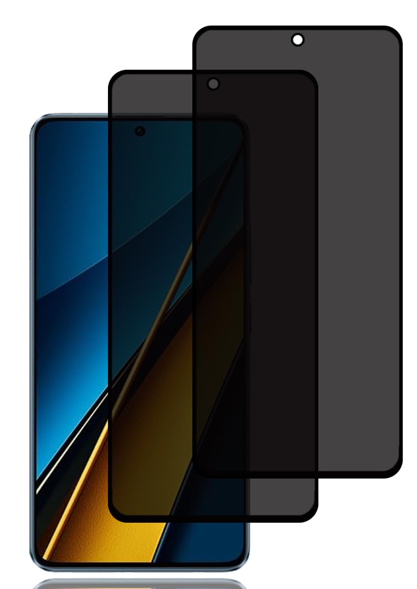 Privacy Screen Protector for Xiaomi Poco X6 5G [2 Pack], Anti-Spy Tempered Glass Film, 9H Hardness, Anti Scratch, Anti Fingerprint, Bubble-Free, Anti-Spy Screen Protector for Xiaomi Poco X6 5G