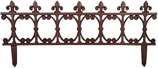 Esschert Design Beetzaun Klassik, breiter Zierzaun aus Gusseisen, 82 x 36 cm, Beet Abgrenzung mit Erdspieß