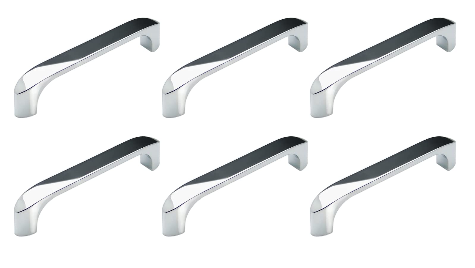 VIBORG 6 Pieces Zinc Alloy Modern Kitchen Cabinet Cupboard Door Handle Pull Wardrobe Dresser Drawer Handles Pulls Chrome SA-1812 (6, Hole-to-Hole: 96mm)