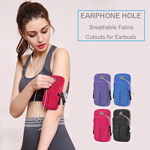 FIRSTBUY Sports Running Armband Adjustable Universal Armband CellPhone Holder, Sweatproof Jogging Phone GYM Exercise Workout Armband for iPhone X/8/8Plus/7/7Plus/Samsung Galaxy S9/S8/S7/LG (Rose Red)